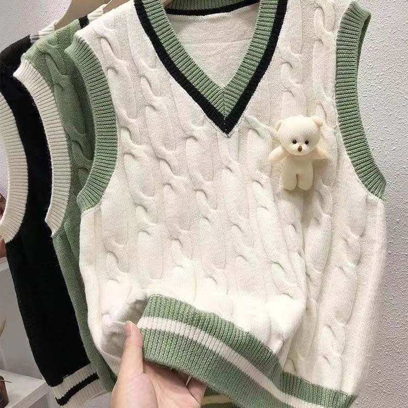 Gestrickte Weste Damen Frühling und Herbst Pullover