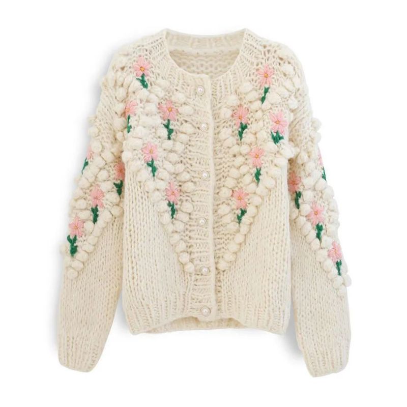 Benutzerdefinierte gestrickte Knopf Cardigan gestickt Häkeln Plus Size Frauen Pullover