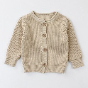 Kinder Pullover Kinder lässige Strickjacke mit soliden beigeneuen Kleidung
