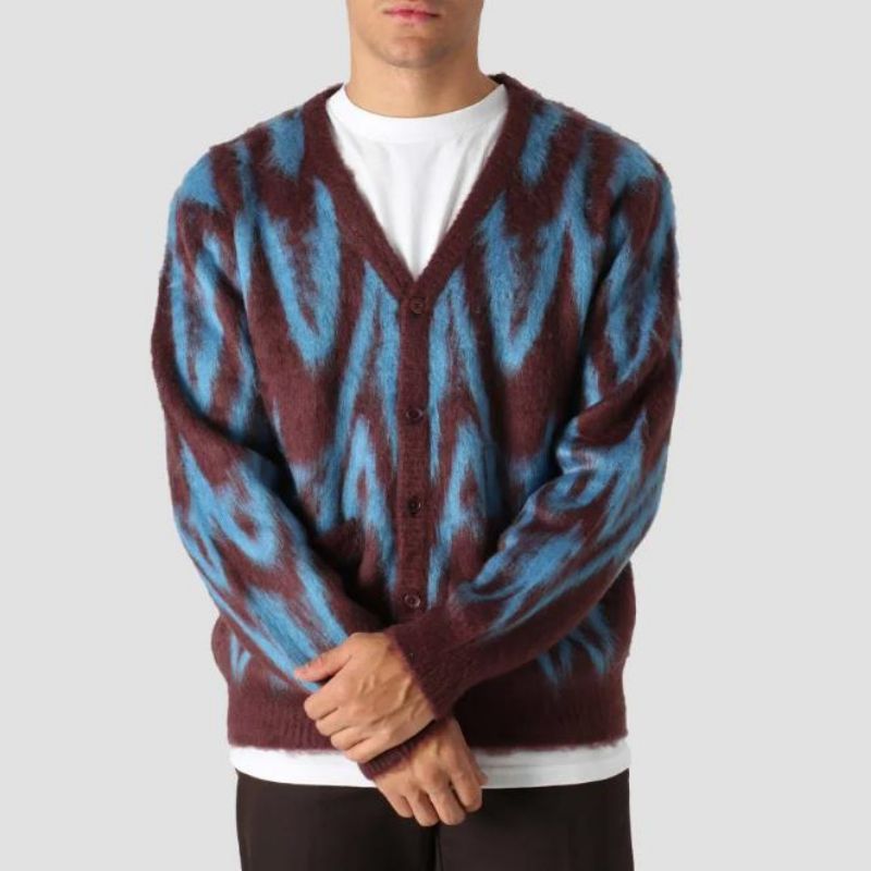 Hochwertiges maßgeschneidertes Muster gestrickt Jacquard Design Men \'s Cardigan Pullover